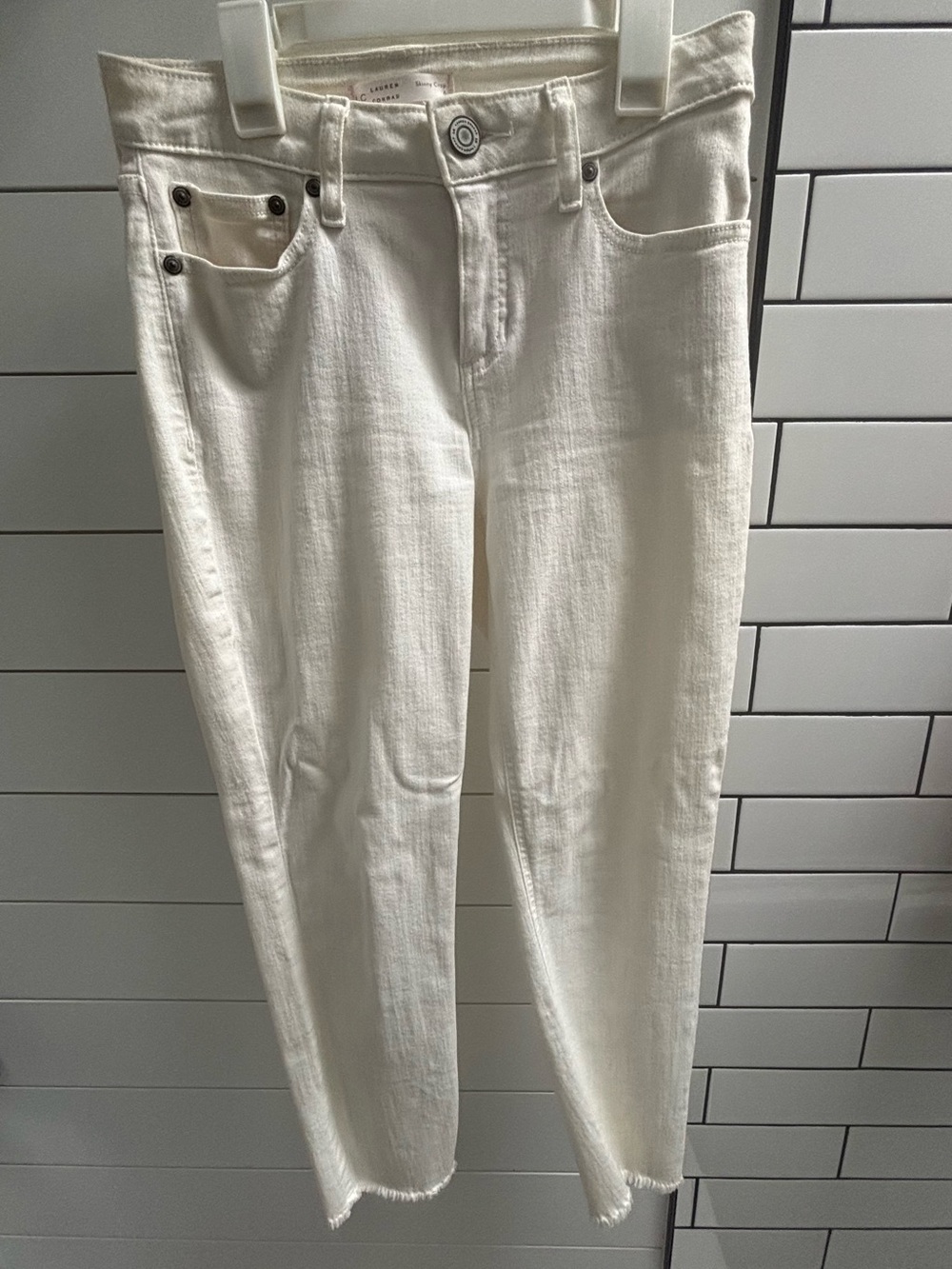 LC Lauren Conrad Cream Straight-Leg Jeans